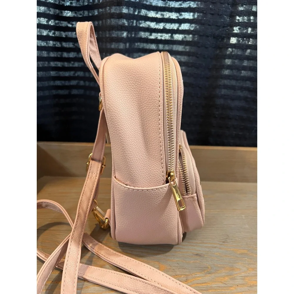 Underonesky light Pink Quilted mini‎ Backpack Heart Charms